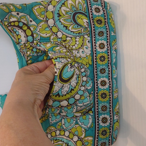 Vera Bradley Retired Pattern Peacock Green Teal Blue Small Shoulder Hobo Purse - Picture 4 of 12